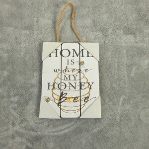 "Home Is Where My Honey Bee" Wall Plaque Crystal Art Gallery Bee Decor Sign S42E